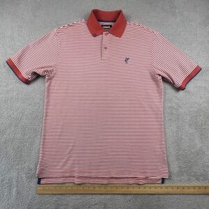 Ashworth Mens Cotton Golf Polo Shirt Medium EZ-Tech Red White Striped Skater Y2K
